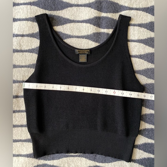 VTG Donna Karan New York Black Knit Cropped Vest Top Size M - Picture 2 of 9